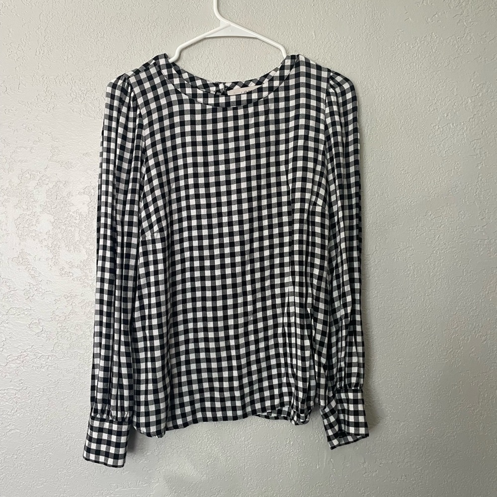 LOFT black and white checkered blouse